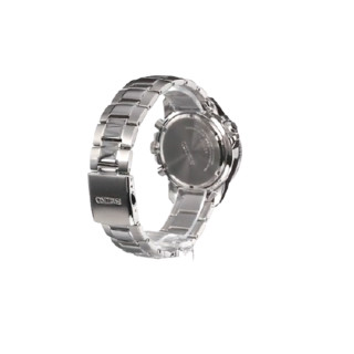 SEIKO 精工 SOLAR系列 SSC093 男士太阳能手表 41.6mm 黑盘 银色不锈钢表带 圆形