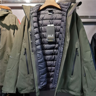 Jack Wolfskin/狼爪男装秋冬新品户外防风保暖750蓬白鹅绒内胆三合一冲锋衣5118592 5118592-5100/深苔绿/国际尺码 S