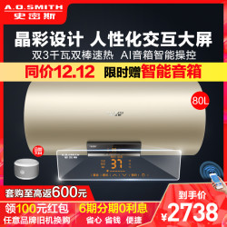 AO史密斯电热水器80升大容量E80VNP 速热节能 家用洗澡储水式 自营新品80L高端智能控制双3KW