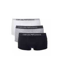 EMPORIO ARMANI阿玛尼Trunk男士棉质平角内裤平角裤三件装111610