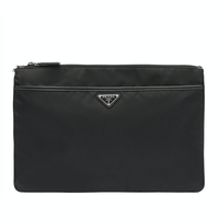 PRADA 普拉达 男士经典LOGO织物拉链手拿包2VN012VOOO-2E9S-F0002 黑色