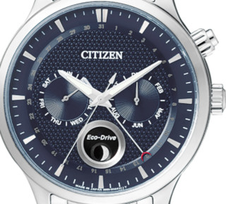 CITIZEN 西铁城 光动能腕表系列 AP1050-56L 男士光动能手表 42.3mm 蓝盘 银色不锈钢表带 圆形