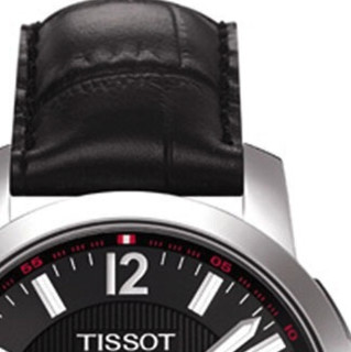 TISSOT 天梭 骏驰200系列 T014.430.16.057.00 男士机械手表 39.8mm 黑盘 黑色皮革带 圆形