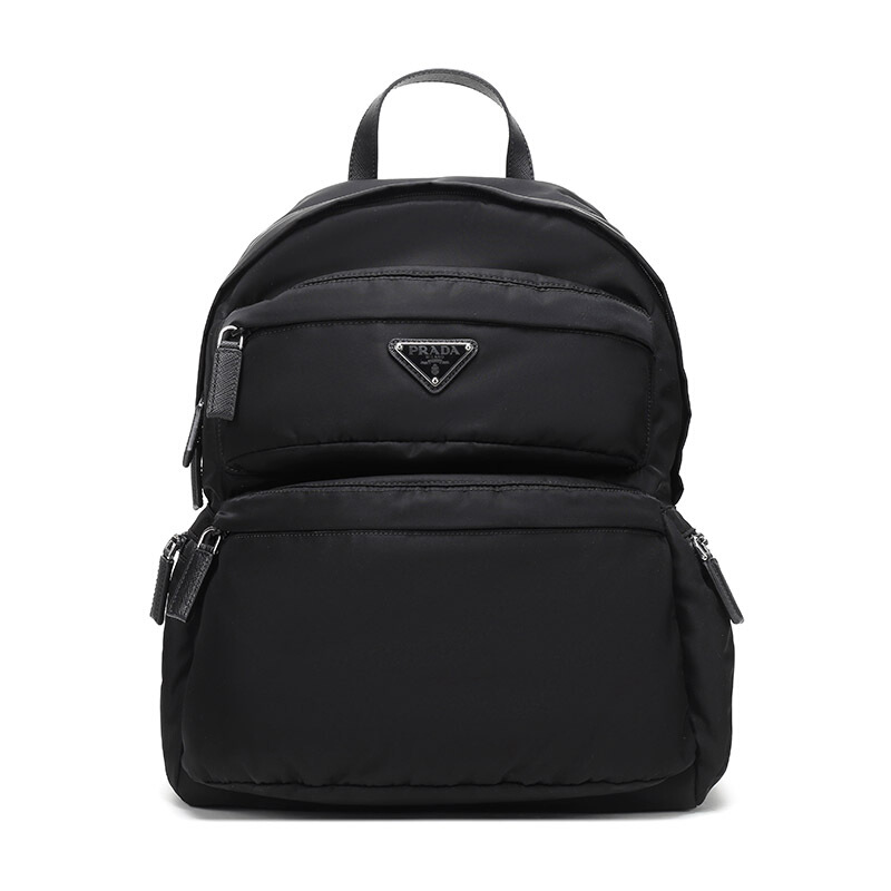 PRADA 普拉达 男士纯色织物拉链双肩包2VZ025 973 F0002 V OOT 黑色