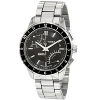 TIMEX 天美时 SL系列 T2N498 男士石英手表 42mm 黑盘 银色不锈钢带 圆形
