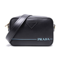 PRADA 普拉达 女士纯色牛皮拉链单肩斜挎包1BH093 2AIX F0002 V XPO 黑色