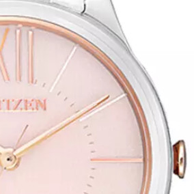 CITIZEN 西铁城 光动能腕表系列 EM0415-54W 女士光动能手表 34mm 粉盘 银色不锈钢表带 圆形