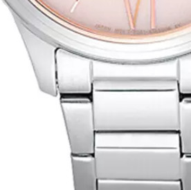 CITIZEN 西铁城 光动能腕表系列 EM0415-54W 女士光动能手表 34mm 粉盘 银色不锈钢表带 圆形