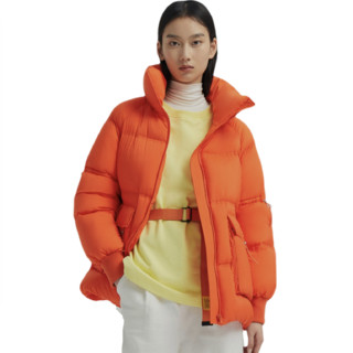 【反季】工装亮色抽绳超酷中长款保暖女式羽绒服 3XL 西柚橙