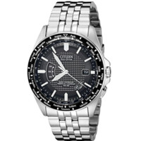 CITIZEN 西铁城 光动能腕表系列 CB0020-50E 男士光动能手表 43mm 黑盘 银色不锈钢带 圆形