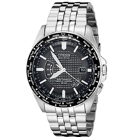CITIZEN 西铁城 光动能腕表系列 CB0020-50E 男士光动能手表 43mm 黑盘 银色不锈钢带 圆形