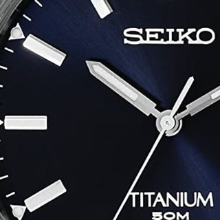 SEIKO 精工 SGG709 男士石英手表 40.3mm 蓝盘 银色钛金属表带 圆形