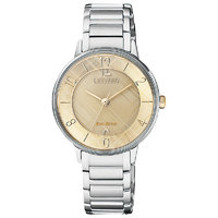 CITIZEN 西铁城 光动能腕表系列 EM0526-88X 女士光动能手表 31mm 金盘 银色不锈钢表带 圆形