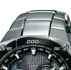 CASIO 卡西欧 WAVE CEPTOR电波系列 EQW-M1100DB-1A 男士电波手表 47mm 黑盘 银色不锈钢带 圆形