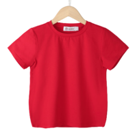 恒源祥 儿童纯色圆领短袖T恤 TQ20700 红色 140cm
