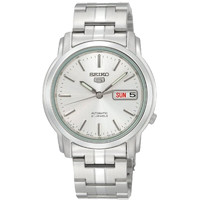 SEIKO 精工 SEIKO 5系列 SNKK65J1 男士机械手表 37.5mm 白盘 银色精钢带 圆形