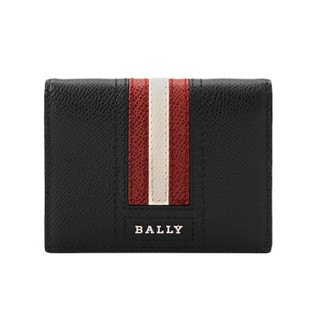 BALLY 巴利 奢侈品 男士黑色红白条压纹牛皮卡片夹 TALDER.LT/10 6226438 *2件