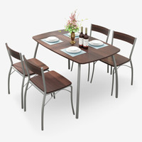 戈菲尔餐桌椅子套装 现代简约钢木一桌四椅餐厅家具 宜祥2362