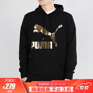 彪马PUMA  男子  帽衫  套头衫  Classics Logo Hoody TR  针织卫衣  595907 51  黑L码