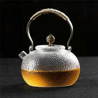 日式锤纹耐热玻璃带过滤烧水壶煮茶壶