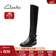 Clarks其乐女鞋秋冬经典款Netley Whirl英伦骑士靴方跟直筒长靴 黑色261449865