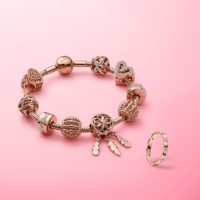 Pandora潘多拉玫瑰金色花瓣指环戒指188791C01时尚礼物