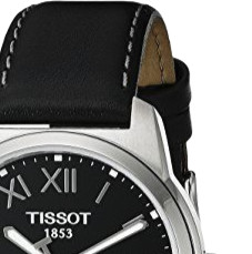 TISSOT 天梭 PR100系列 T0494101605301 男士石英手表 38mm 黑盘 黑色皮革带 圆形