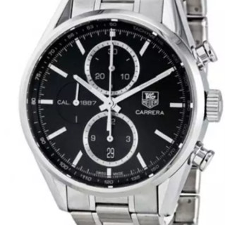 TAG Heuer 泰格豪雅 Carrera卡莱拉系列 CAR2110.BA0724 男士机械手表 41mm 黑盘 银色不锈钢表带 圆形