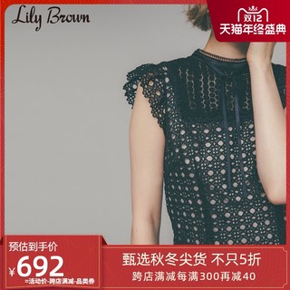 Lily Brown2020春夏新品 法式千金少女蕾丝飞袖连衣裙LWFO202016