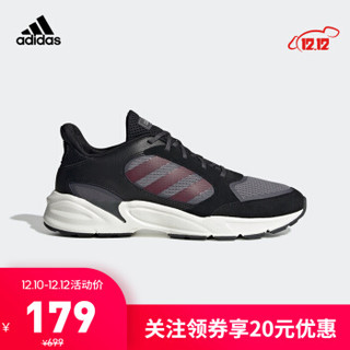 阿迪达斯官网 adidas 90s VALASION 男鞋跑步运动鞋EE9900 黑色/紫色/猩红色 44(270mm)