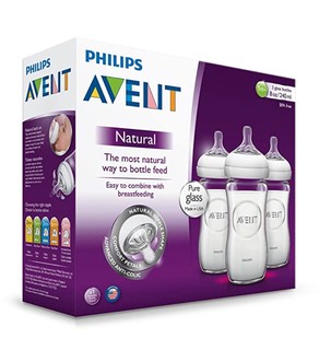 AVENT 新安怡 自然系列  宽口径玻璃奶瓶三支装 240ml SCF673/37