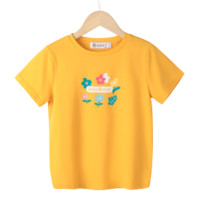 恒源祥 女童纯棉可爱小花印花短袖T恤 TQ20100 姜黄色 120cm