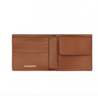 BURBERRY 博柏利 TB系列Monogram中性经典logo印花帆布双折钱包8022924 深棕色