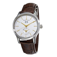 MAURICE LACROIX 艾美 典雅系列 LC6088-SS001-130 男士石英手表 40mm 白盘 棕色皮带 圆形