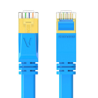 胜为（shengwei）七类网线CAT7类网线扁平万兆无氧铜镀金屏蔽双绞线成品跳线 蓝色 5米