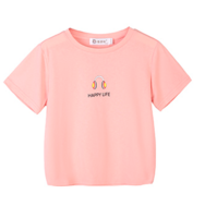 恒源祥 儿童卡通印花短袖T恤 耳麦款 TQ20401 粉色 150cm