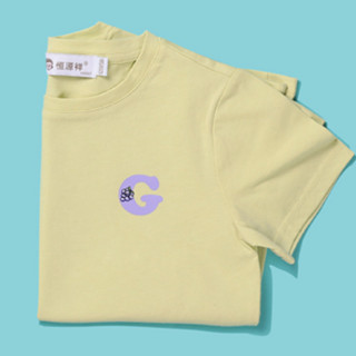 恒源祥 儿童卡通印花短袖T恤 字母款 TQ20500 黄绿色 110cm