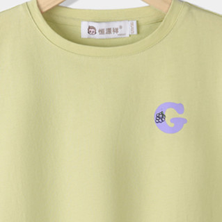 恒源祥 儿童卡通印花短袖T恤 字母款 TQ20500 黄绿色