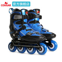 美洲狮（COUGAR）红魔溜冰鞋专业碳纤花式平花鞋比赛儿童男女直排轮滑鞋 M-ONE-Y3 蓝色 XS(27-28-29)