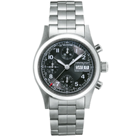 HAMILTON 汉米尔顿 卡其野战系列 H71516137 男士机械手表 42mm 黑盘 银色不锈钢表带 圆形