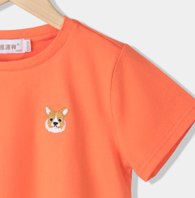 恒源祥 儿童卡通印花短袖T恤 小狗款 TQ20203 橙色 120cm