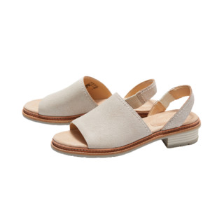 Clarks 其乐 Trace Stitch系列女士皮革套脚平底露趾凉鞋261310674