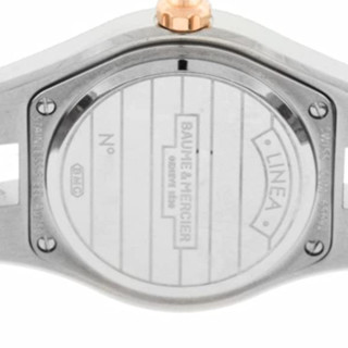 BAUME & MERCIER 名士 LINEA灵霓系列 MOA10014 女士石英手表 27mm 白盘 银色不锈钢带 圆形