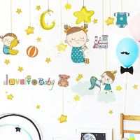 卡通可爱星星娃娃卧室门贴画客厅玄关装饰儿童房幼儿园教室墙贴纸