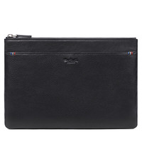 pierre cardin 皮尔·卡丹 男士纯色牛皮拉链手包J7A406-030902A 黑色