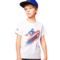 ANTA 安踏 漫威联名系列 男童短袖T恤 5174-3 美国队长款 白色