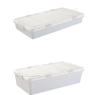 BELO 百露 塑料有盖大号床底收纳箱 小号白色高款2个装(77*38.5*27cm)