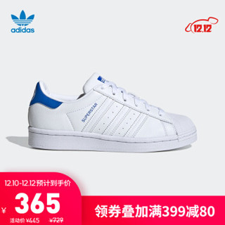 阿迪达斯官网 adidas 三叶草 SUPERSTAR J大童鞋经典运动鞋FW0816 白/蓝 36(220mm)
