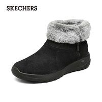Skechers  斯凯奇 女士保暖绒毛短靴雪地靴 144003 黑色/灰色/BKGY 37
