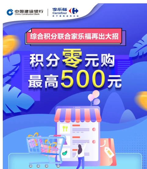 建设银行 X 家乐福/华润万家/永辉等 积分兑换超市电子卡